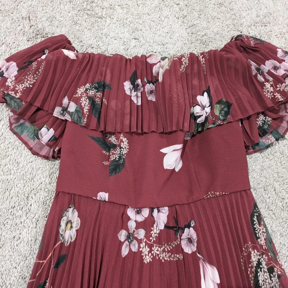 Keepsake Last Dance Ruffle Mini Dress‎ in Marsala Garden Floral Size XS - Picture 3 of 10